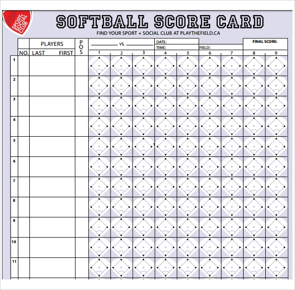 FREE 10 Sample Softball Score Sheet Templates In Google 
