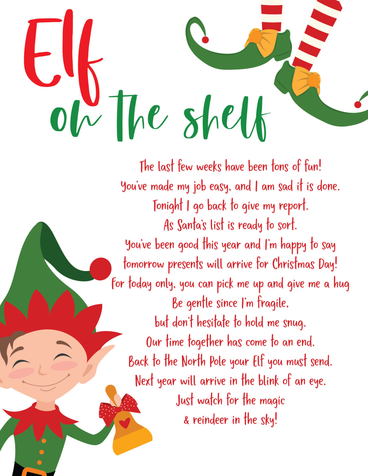 Free Elf On The Shelf Goodbye Printable Elf Letters Elf 