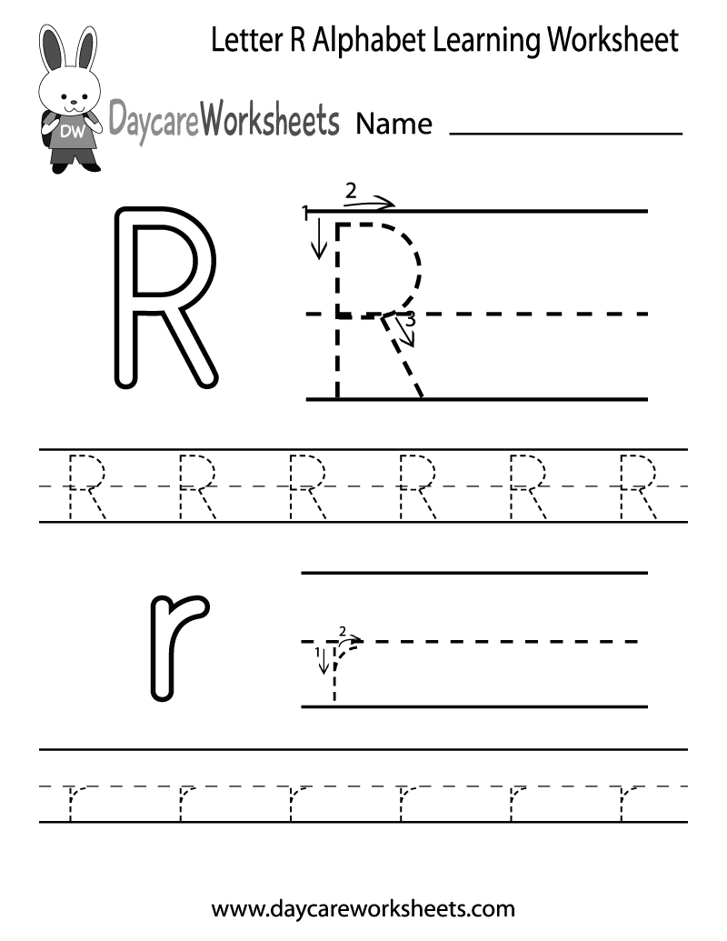 Free Letter R Alphabet Learning Worksheet For Preschool