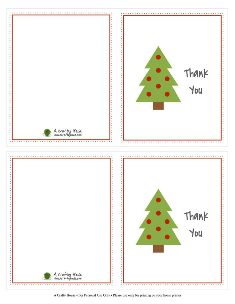 Free Printable Christmas Card Thank You Note A Crafty 