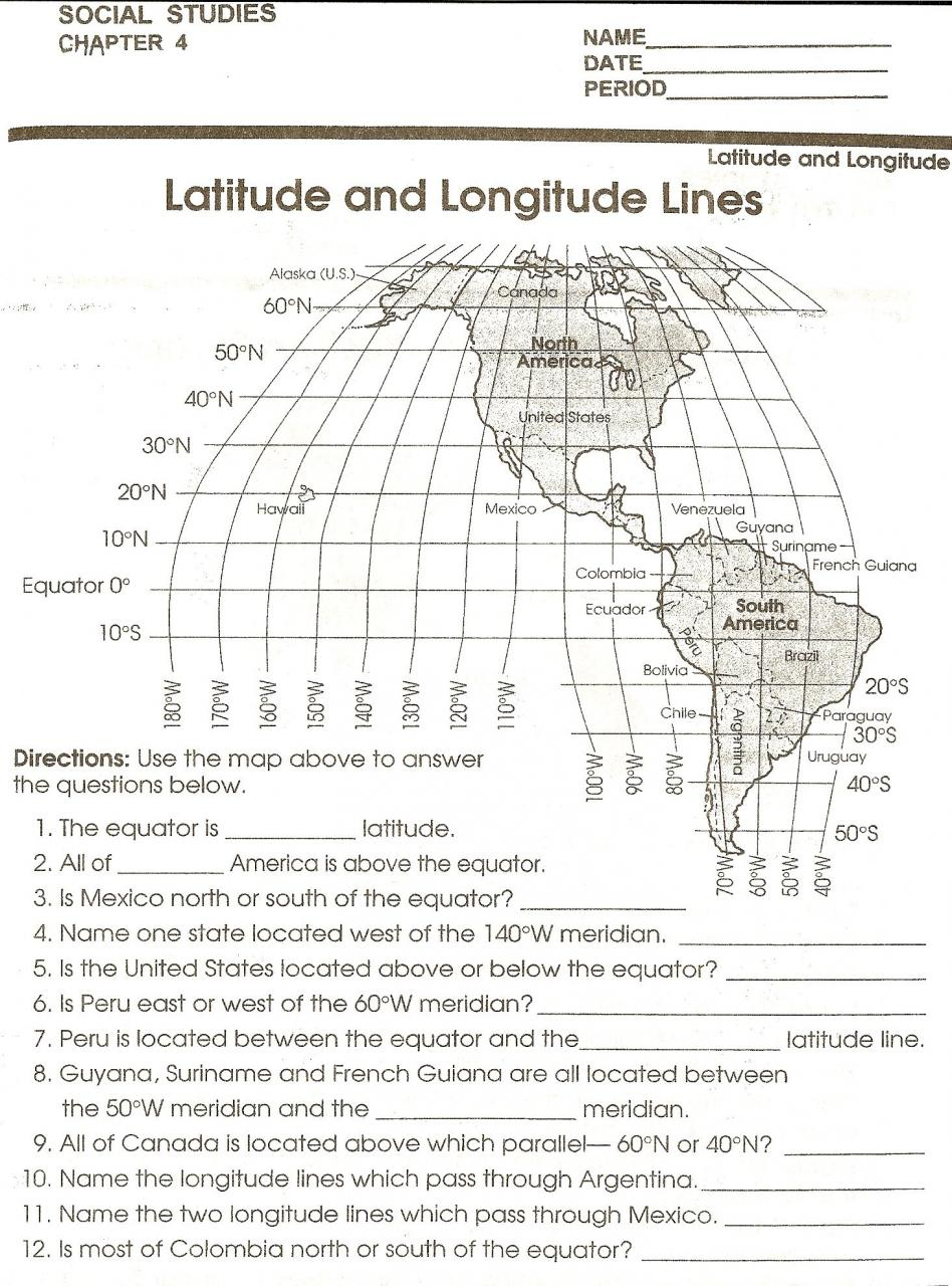Free Printable Latitude And Longitude Worksheets Pdf 