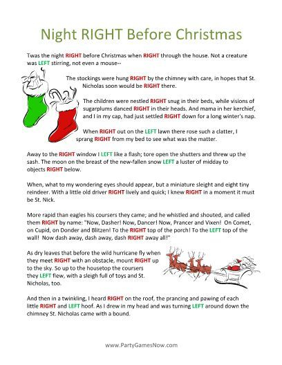 Free Printable Left Right Game Christmas Gift Games 