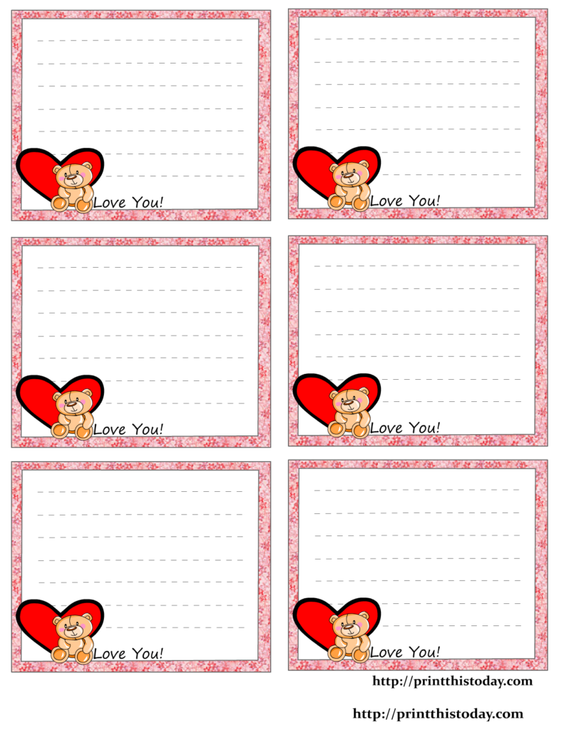 Free Printable Love Notes Stationery
