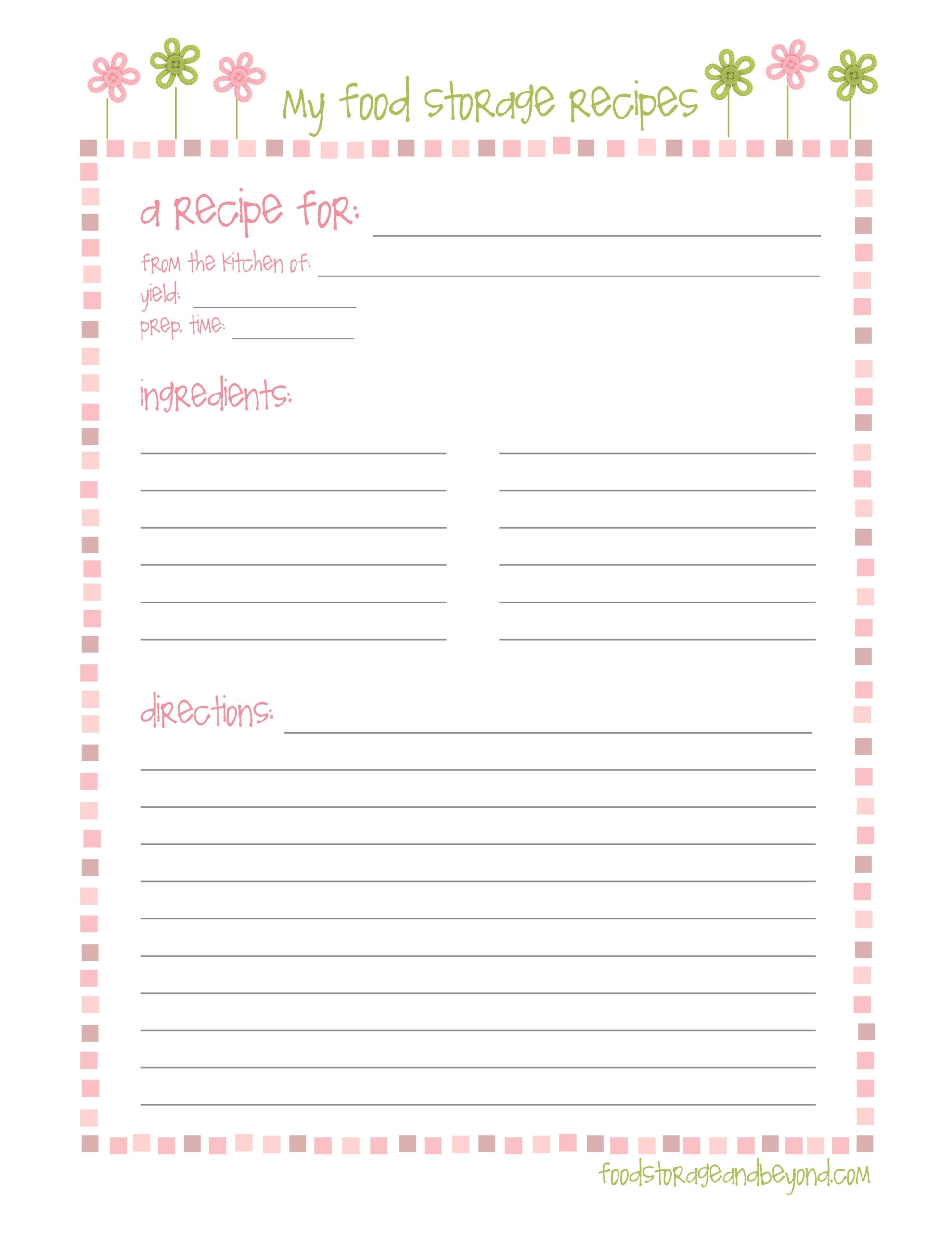 Free Printable Recipe Page Template Free Printable A To Z