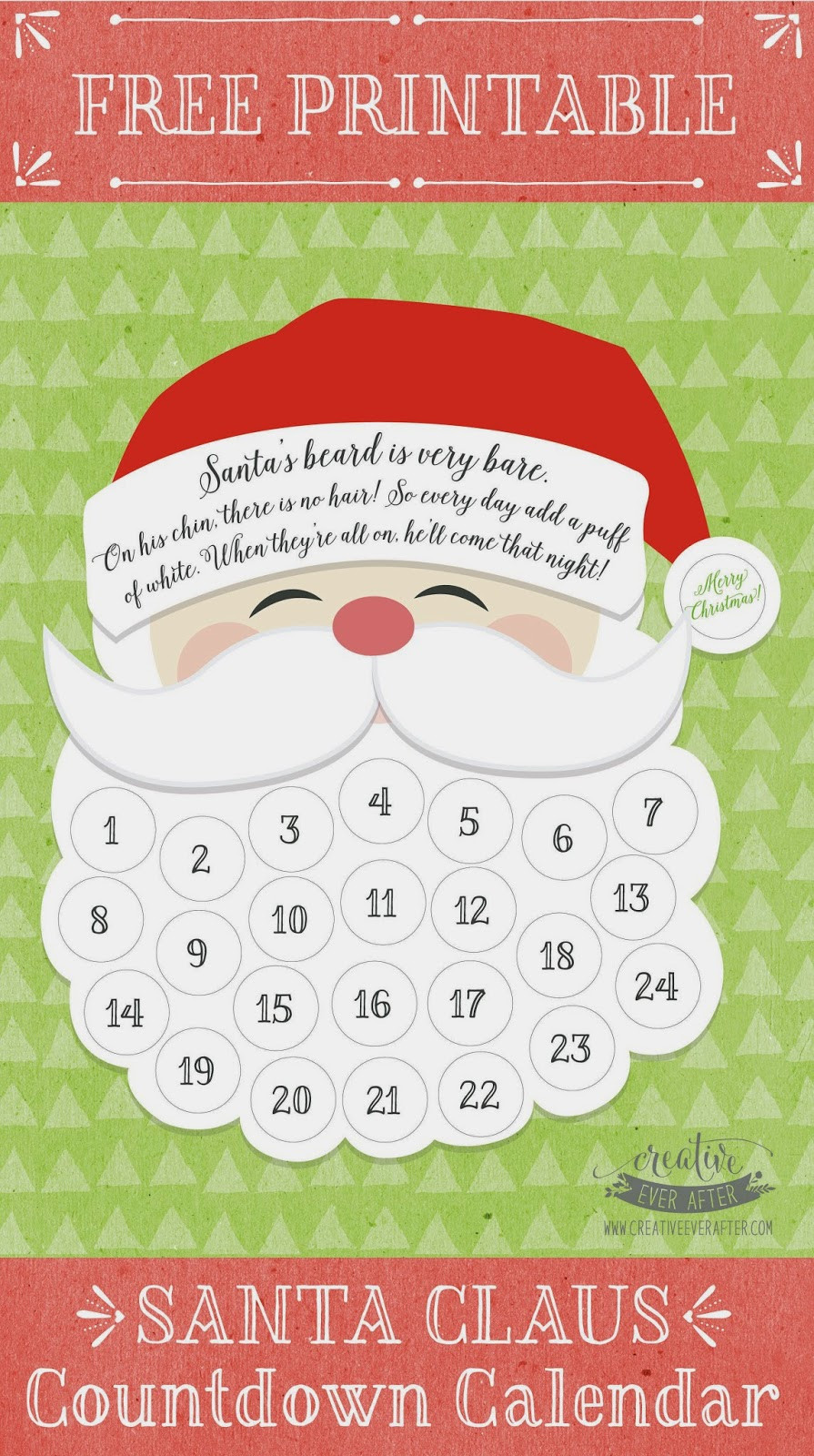  Free Printable Santa Claus Beard Countdown Calendar 