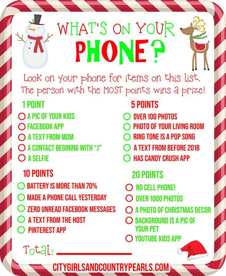 FREE PRINTABLE What s On Your Phone Christmas Party Game 