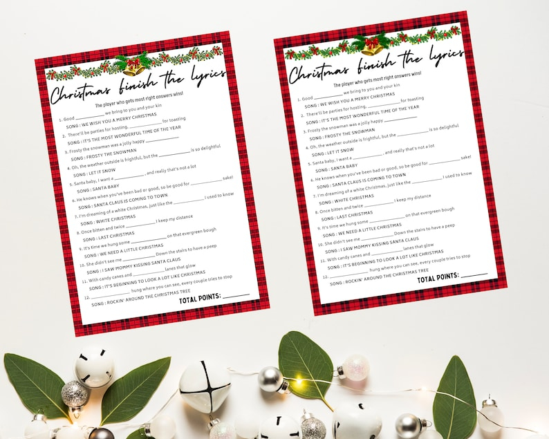 Fun Christmas Finish The Lyrics Game For Holiday Party Or 
