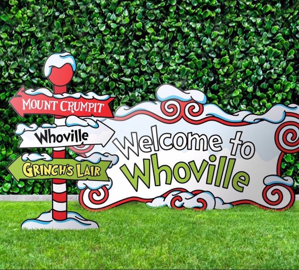 Grinch Yard Decoration Whoville Sign Set Welcome To 