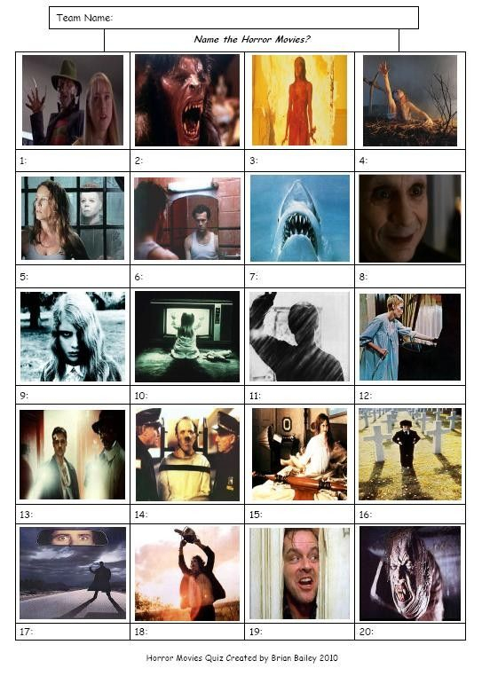 Horror Movies Picture Round PubQuizUK Pub Quiz 