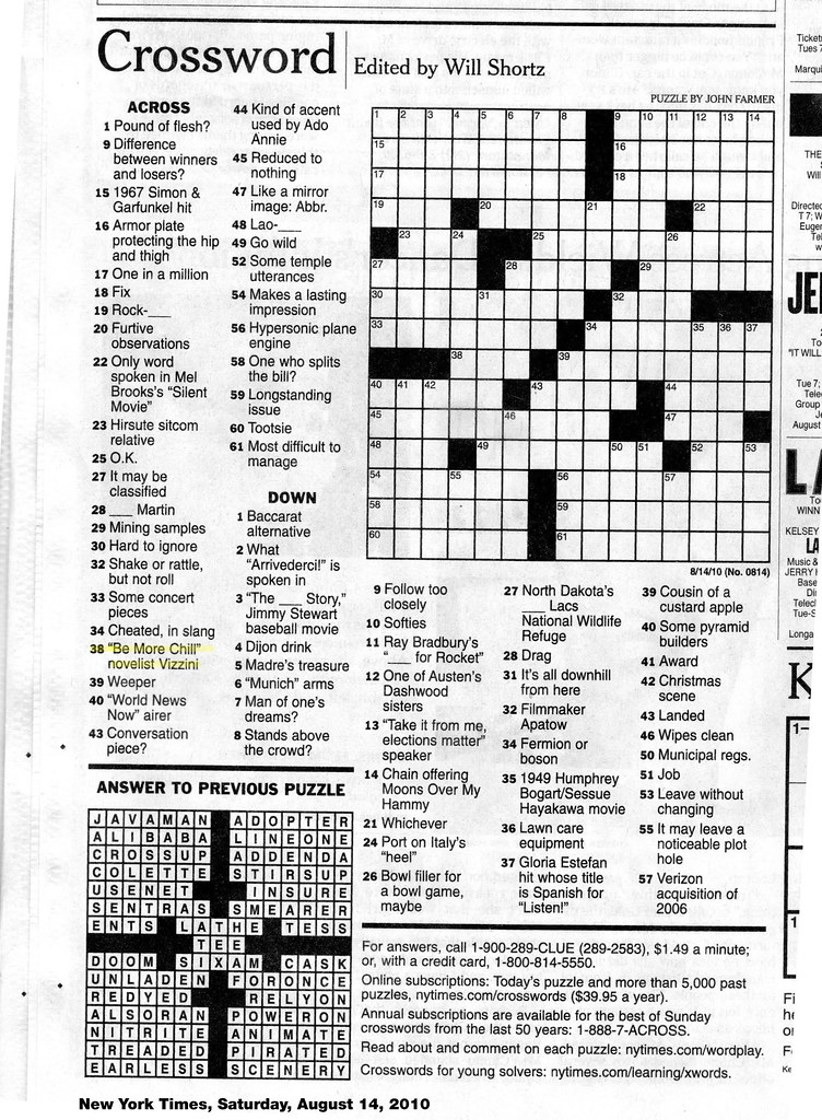 In The New York Times Crossword Puzzle A Photo On Flickriver