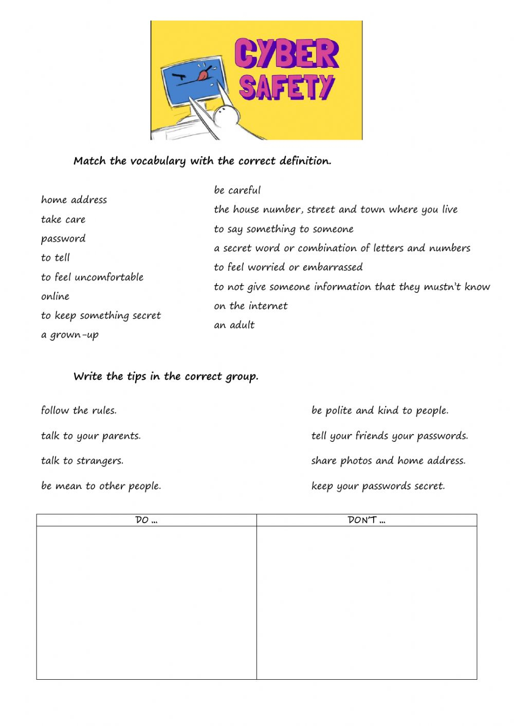 Internet Safety Activity