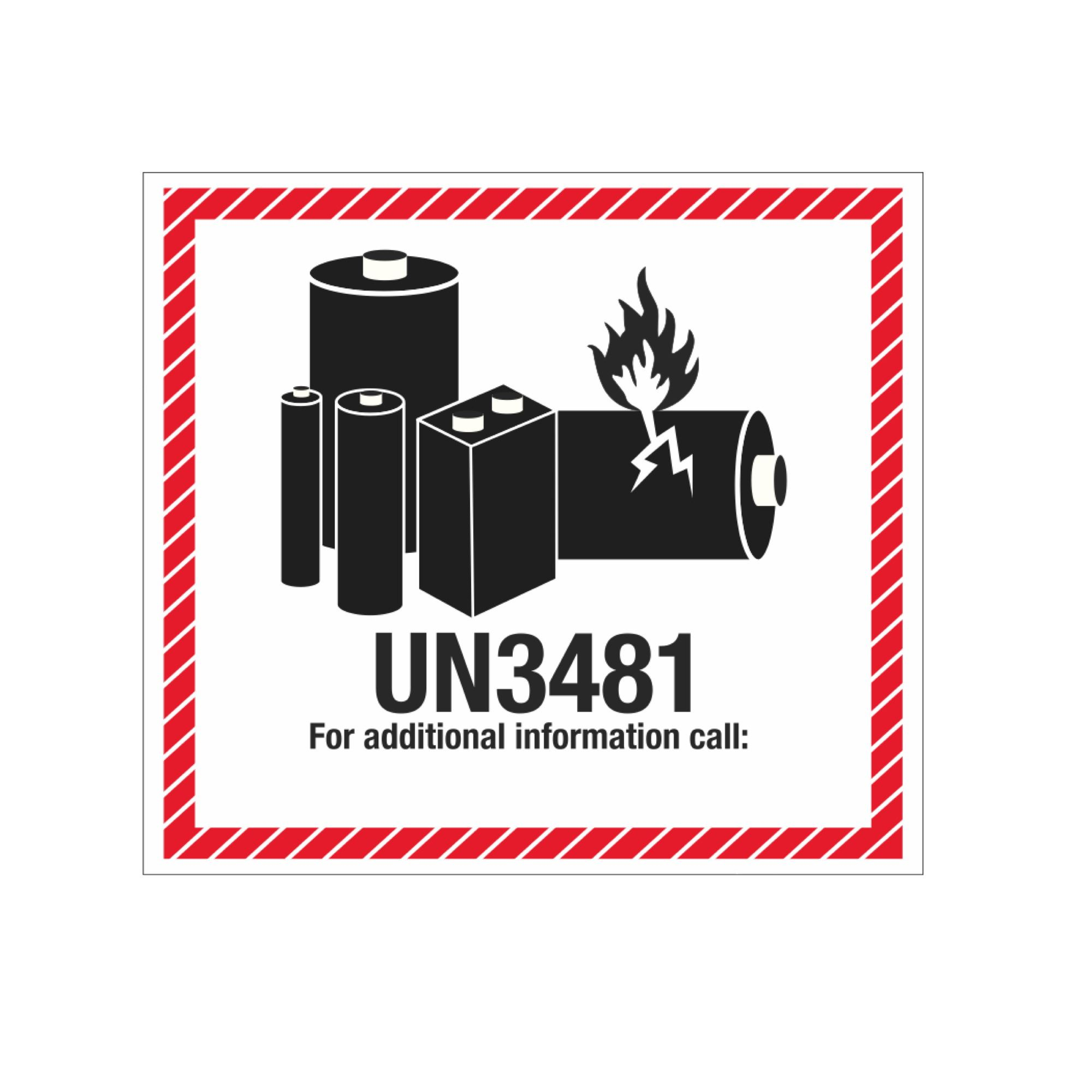 Lithium Battery Shipping Labels UN3481 Lithium Battery 