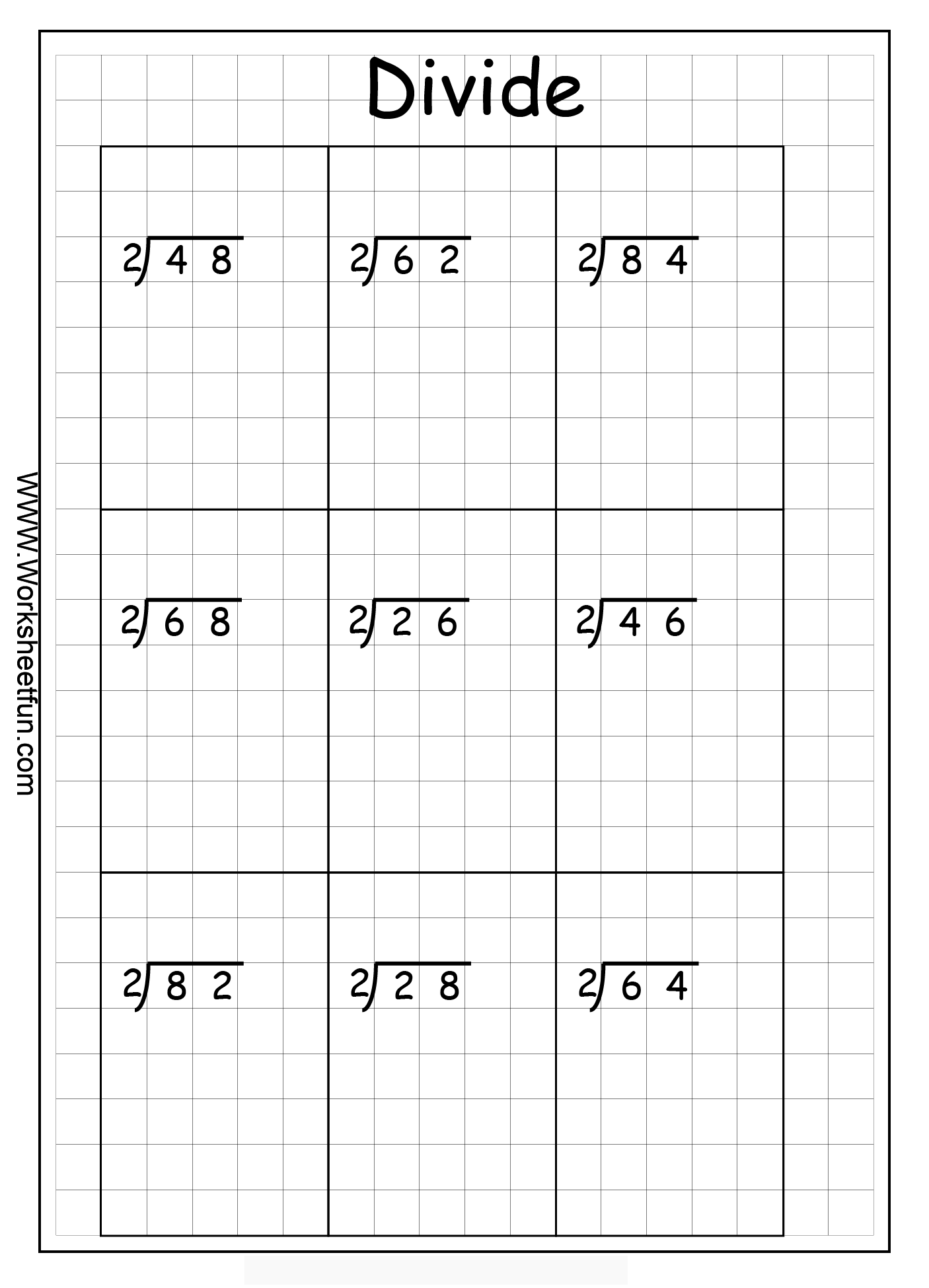 Long Division 2 Digits By 1 Digit Without Remainders 
