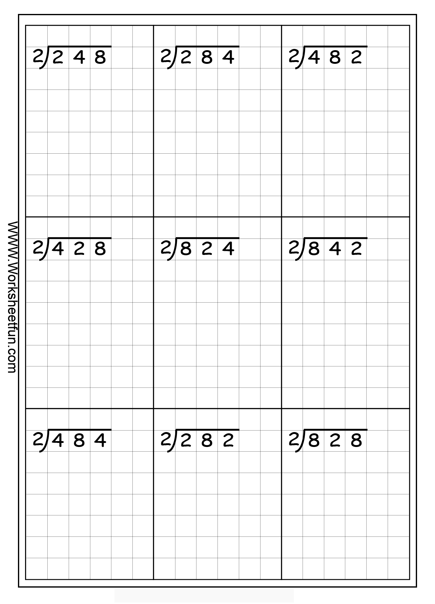 Long Division 3 Digits By 1 Digit No Remainder 20 
