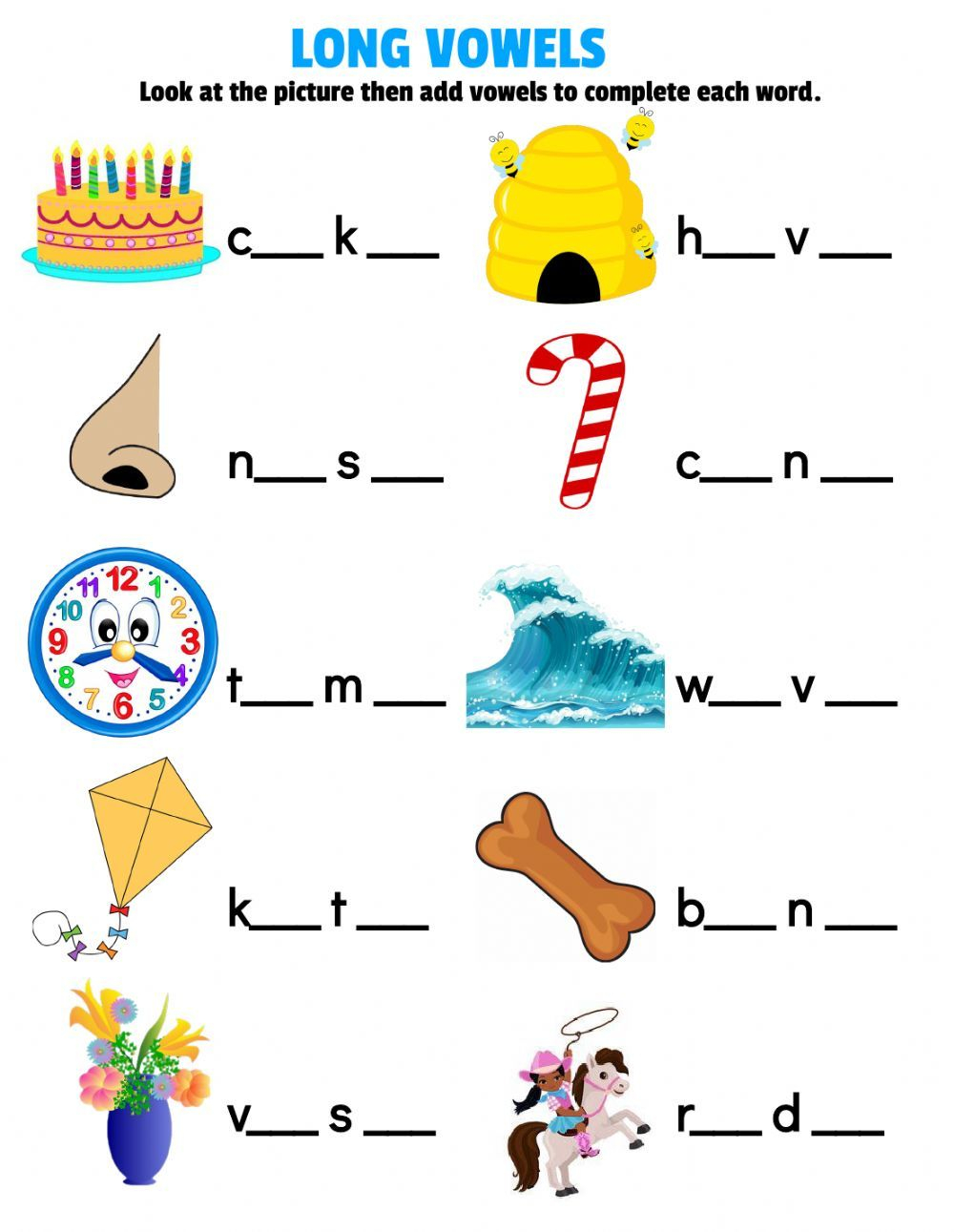 Long Vowels Interactive Activity