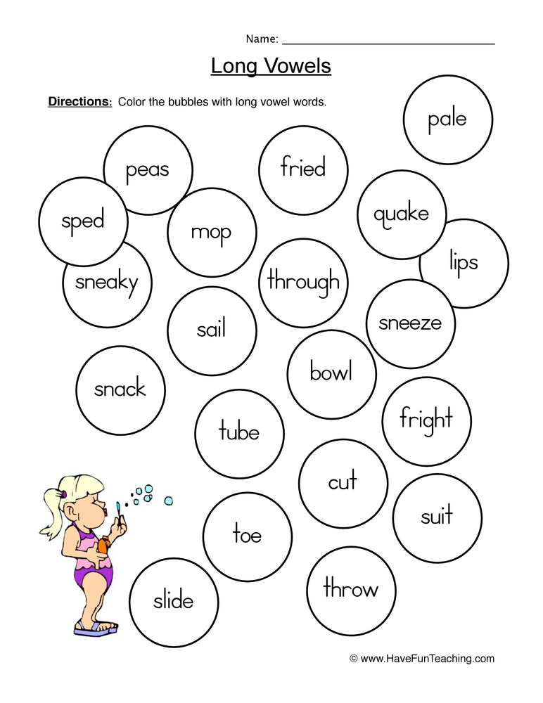 Long Vowels Worksheet 4