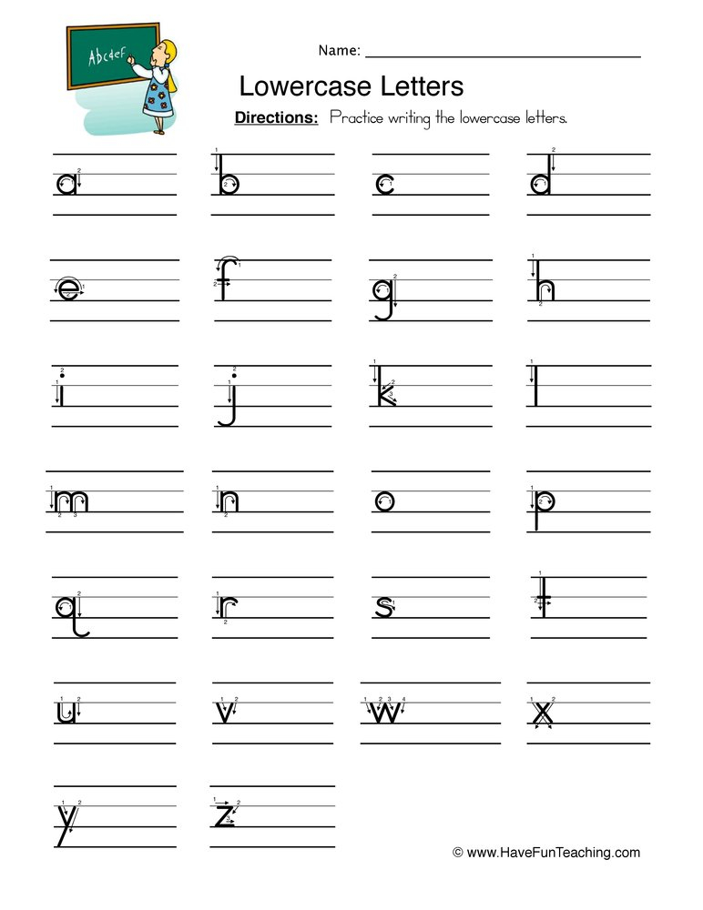 Lowercase Letters Writing Worksheet Have Fun Teaching