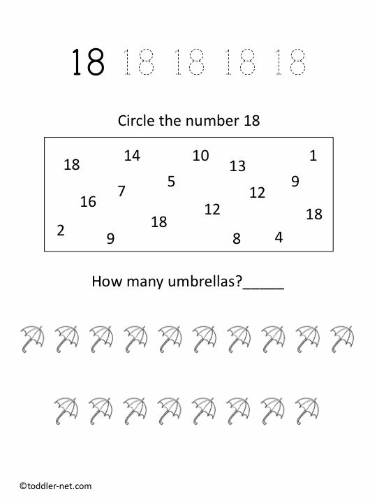 Number 18 Worksheet Numbers Preschool Number 18 