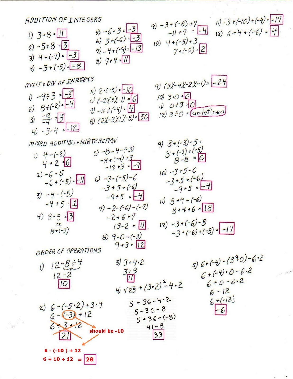 Order Of Operations Free Printable Worksheets With Answers 