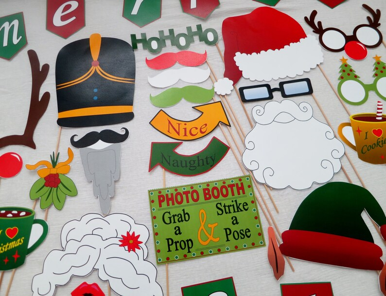 PDF Christmas Photo Booth Props PRINTABLE Photobooth DIY 