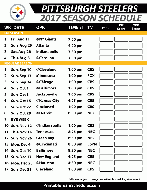 Pittsburghsteelersschedule