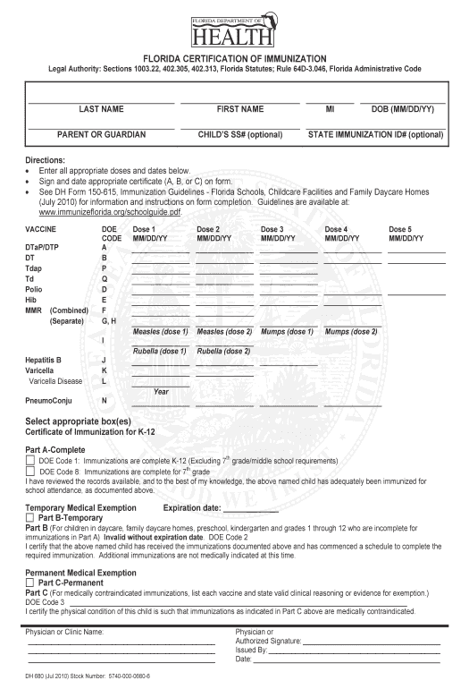 Pre fill Florida Form Dh 680 AirSlate