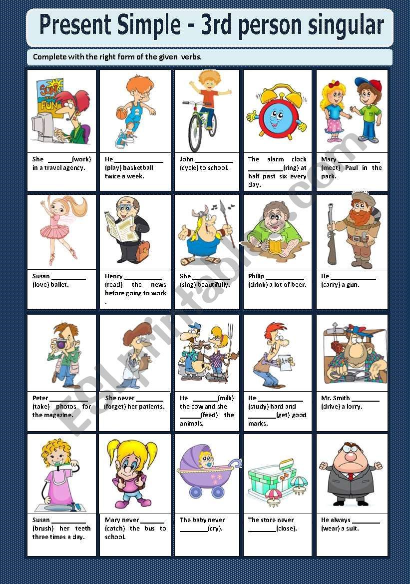 PRESENT SIMPLE 3rd Person Singular ESL Worksheet By 