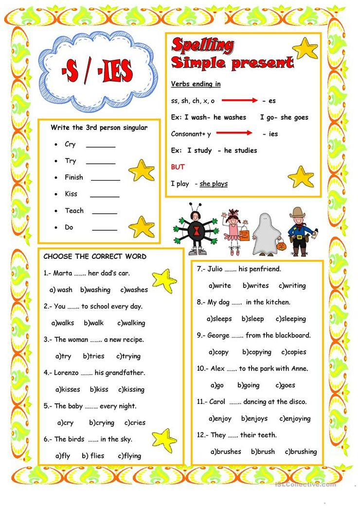 PRESENT SIMPLE 3rd PERSON SINGULAR Worksheet Free ESL 