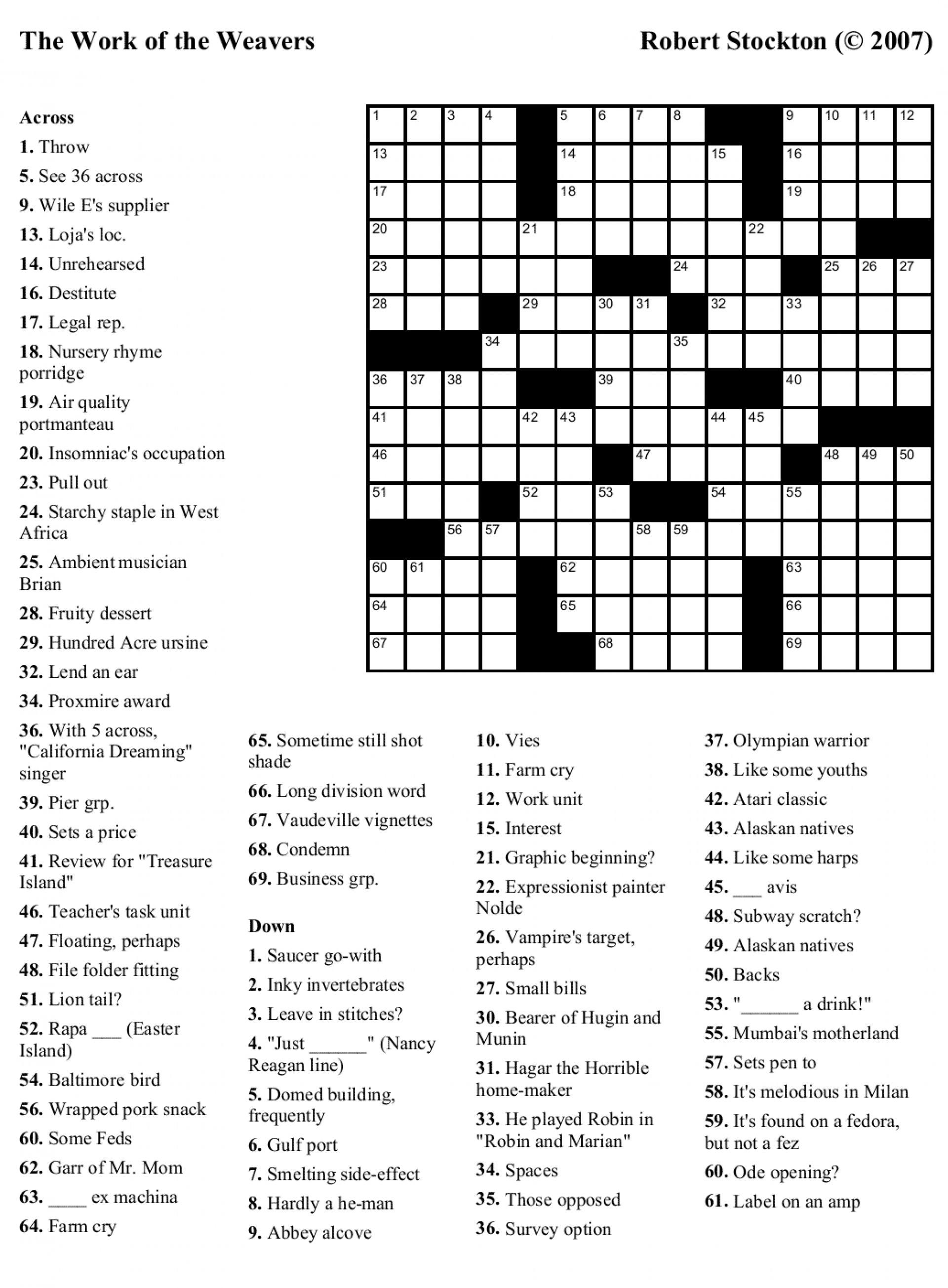 Printable Crossword Maker Printable Crossword Puzzles