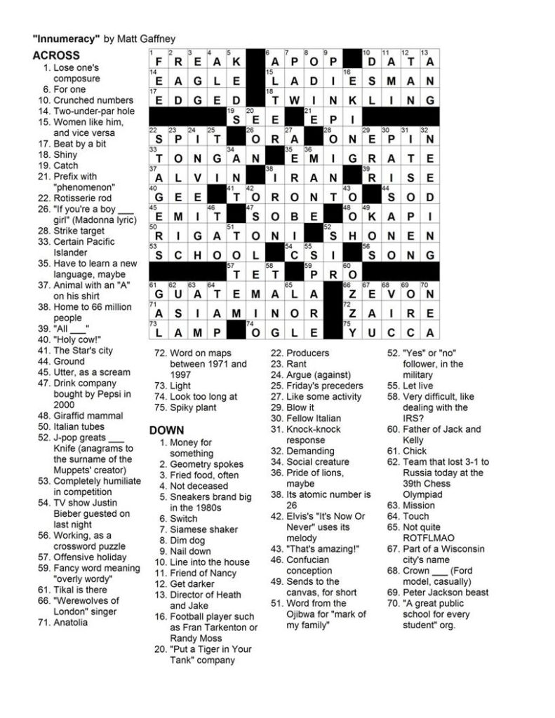Printable Crossword Puzzles 2010 Printable Crossword Puzzles