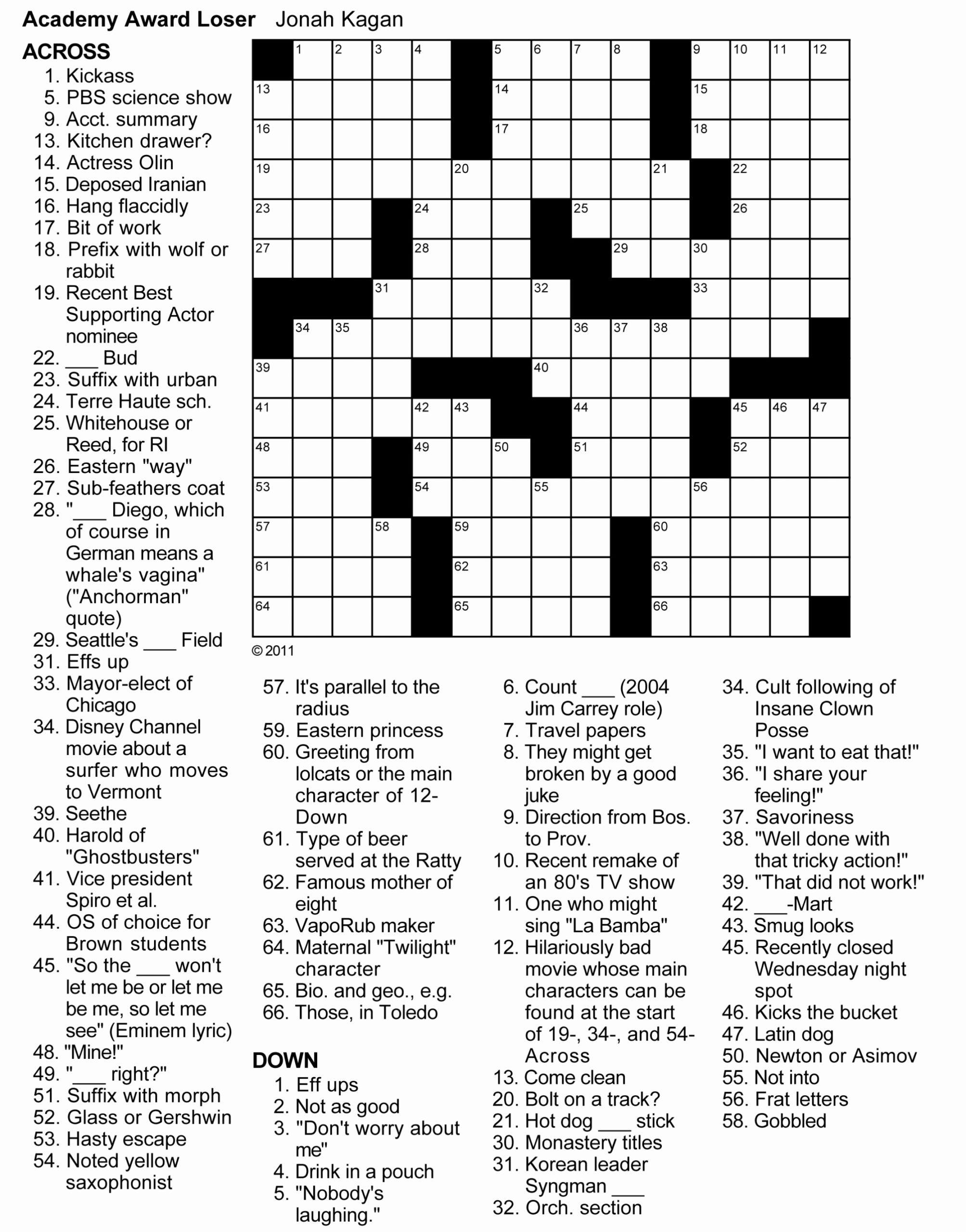 Printable Crossword Puzzles For Adults Easy Printable 
