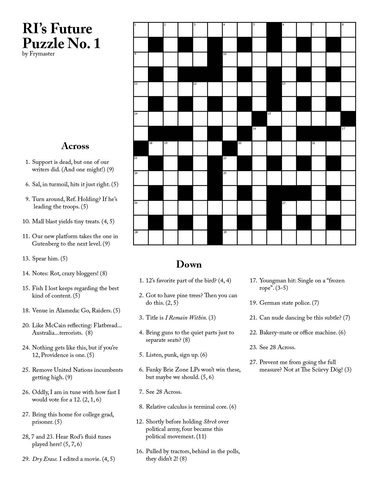 Printable Cryptic Crossword Puzzles Printable Crossword 