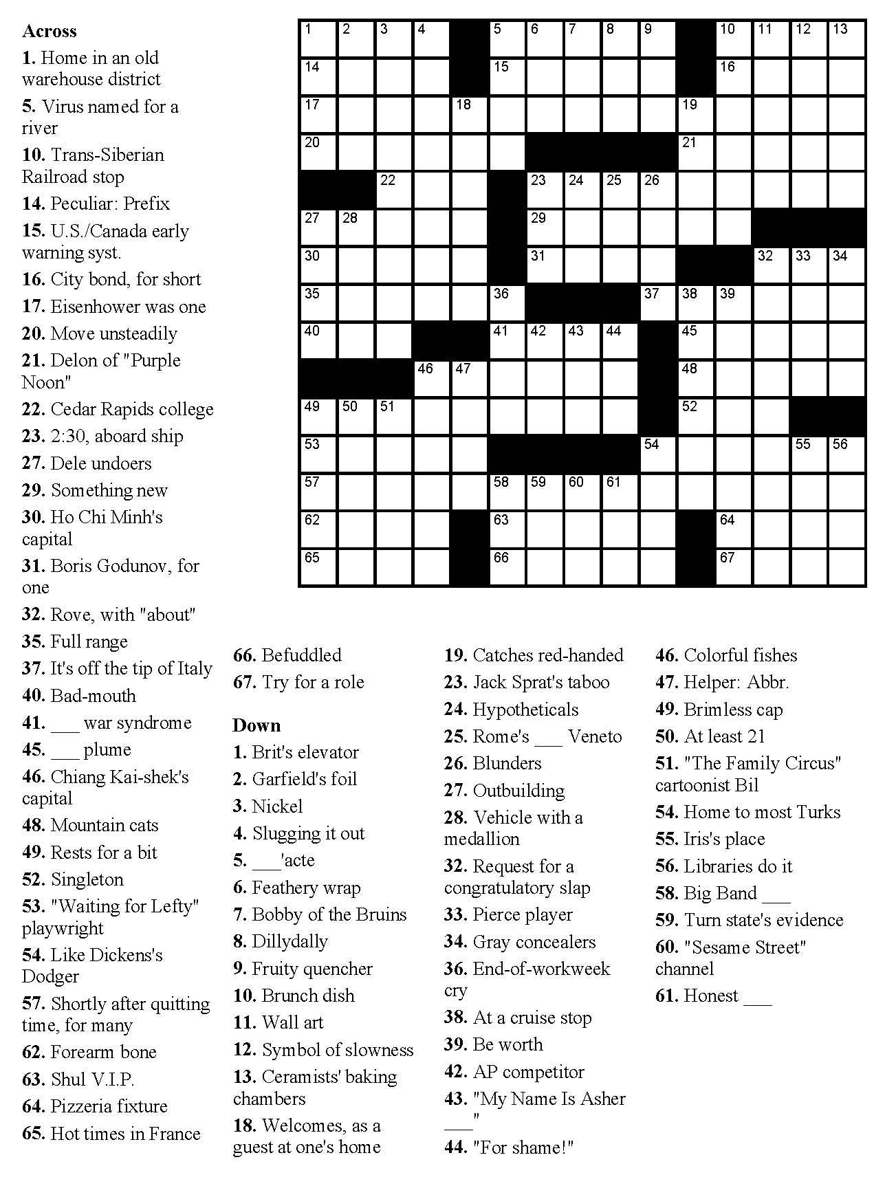 Printable Easy Crossword Puzzles With Answers Printable 