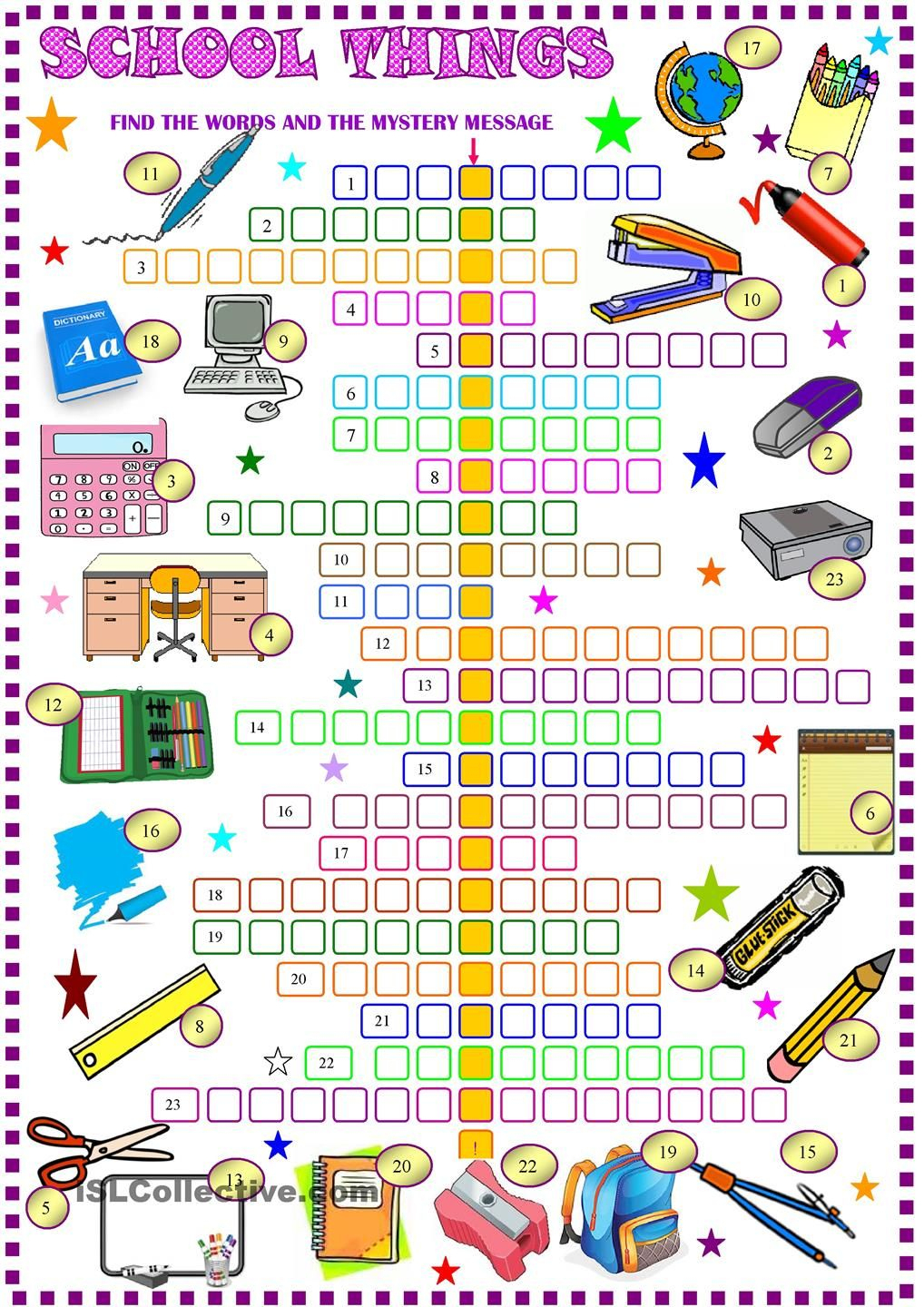 Printable English Vocabulary Crossword Puzzle Printable 