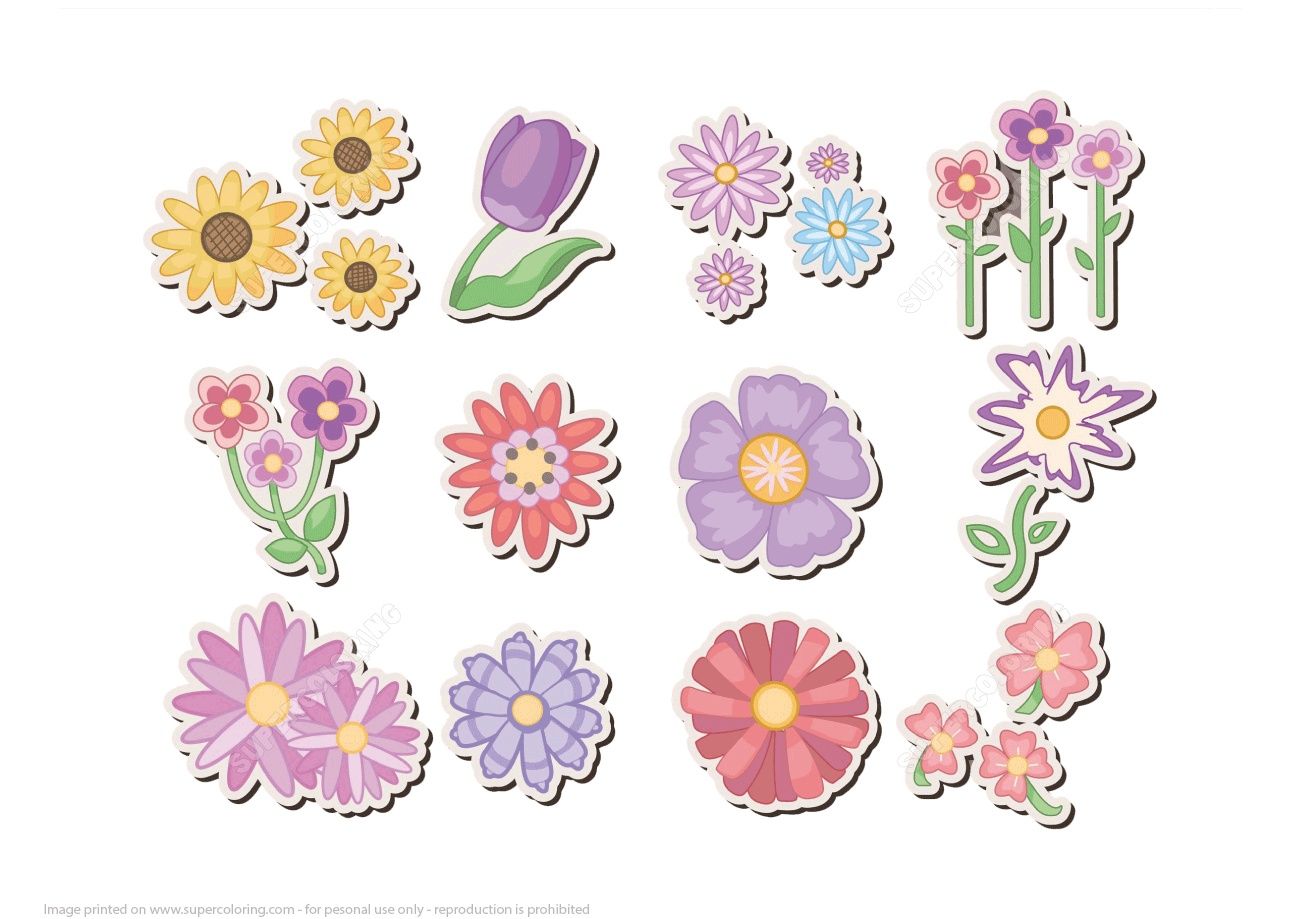 Printable Flower Stickers Free Printable Papercraft