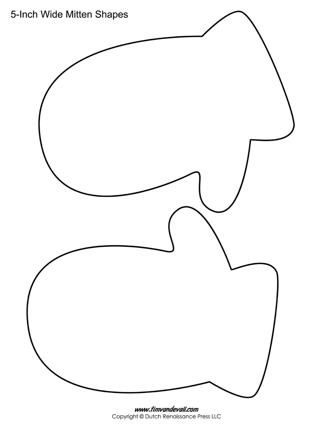 Printable Mitten Templates Blank Mitten Shape Pdfs For 