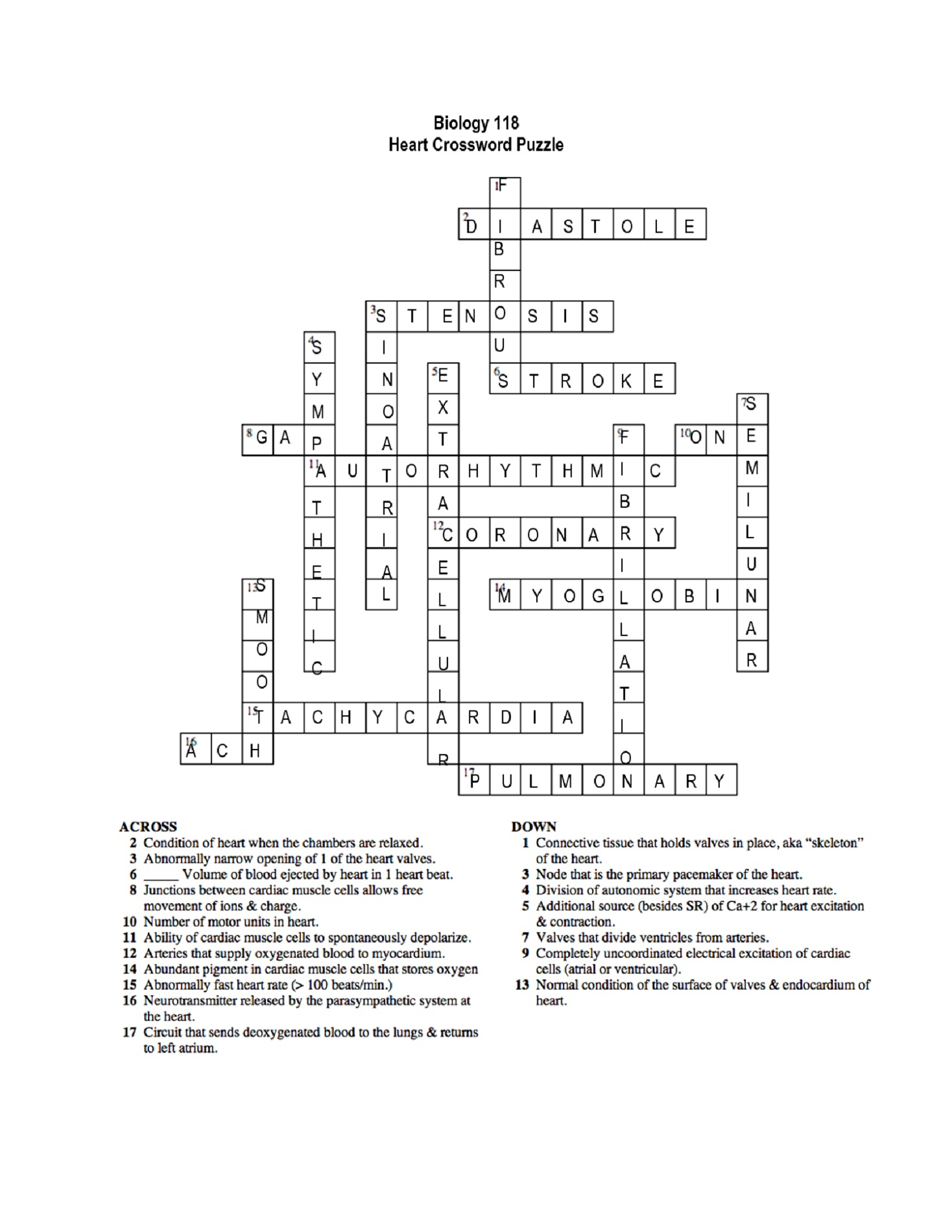 Printable Respiratory System Crosswords 101 Activity