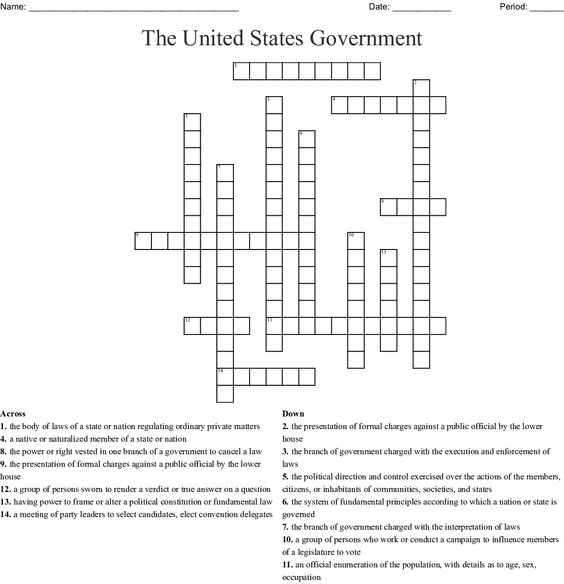Printable United States Crossword Puzzle Printable 