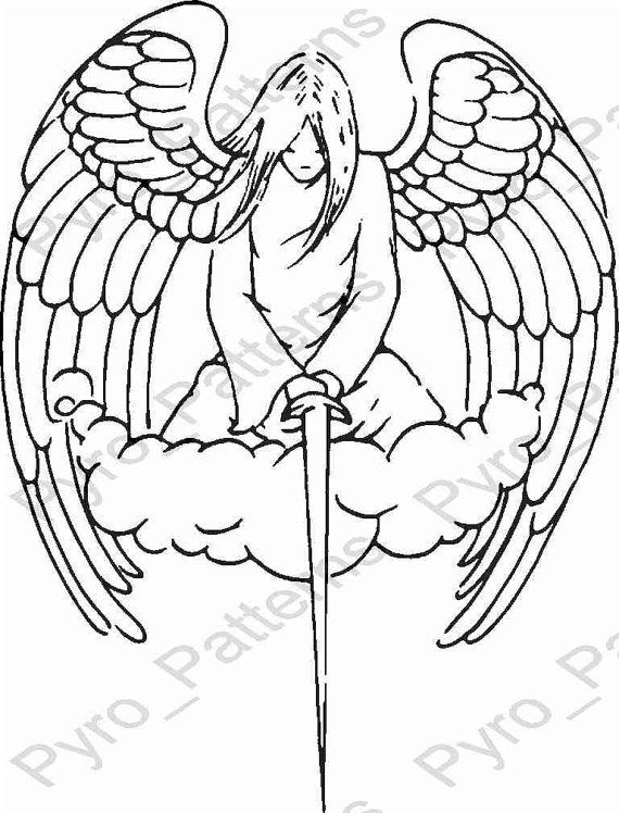 Pyrography Wood Burning Angel Pattern Printable Stencil 