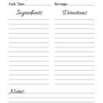 Recipe Sheet Printable Recipe Page Template Blank Recipe