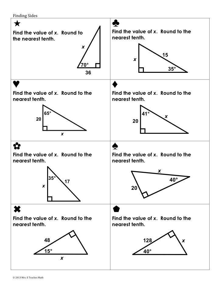 Right Triangle Trigonometry Worksheet Pin On Printable