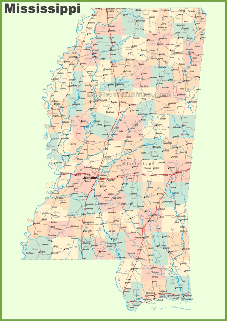 Road Map Of Mississippi With Cities Printable Maps Map