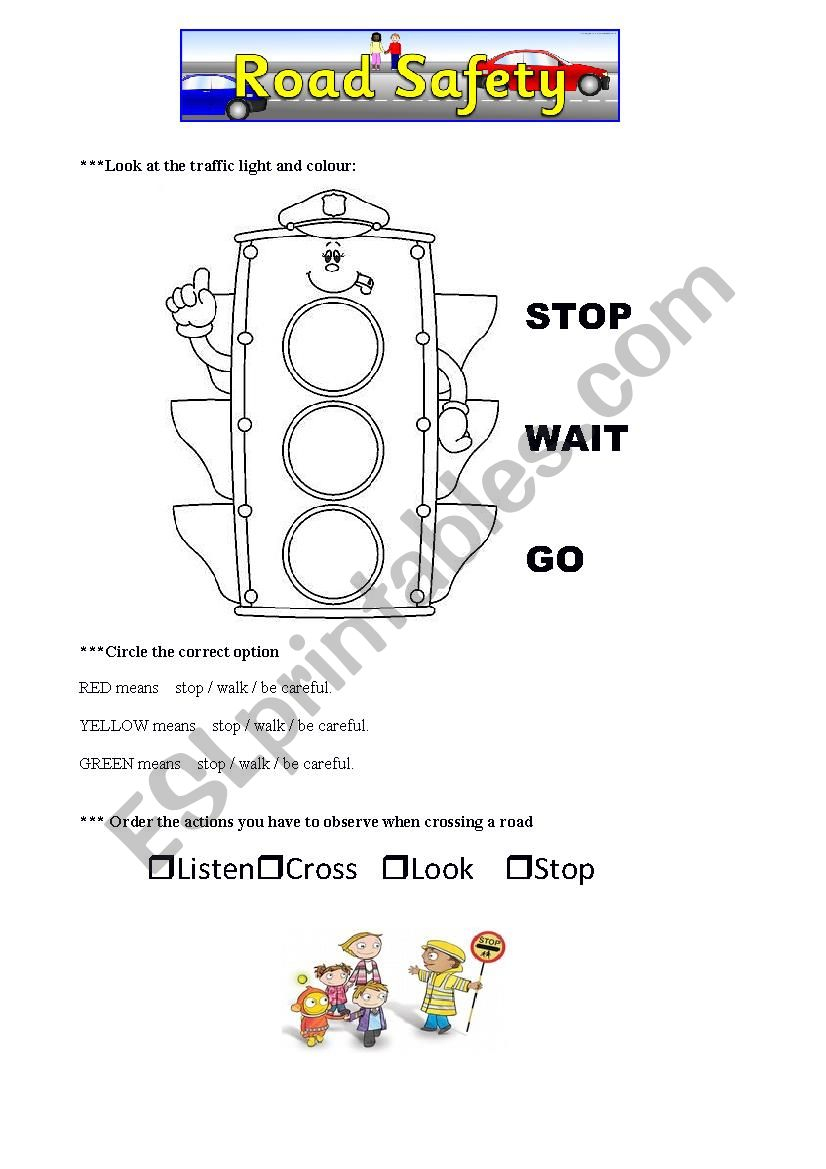 ROAD SAFETY ESL Worksheet By Pisiflor