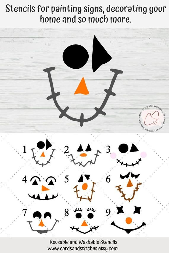 Scarecrow Faces Stencil Great For Wood Walls And Shirts 