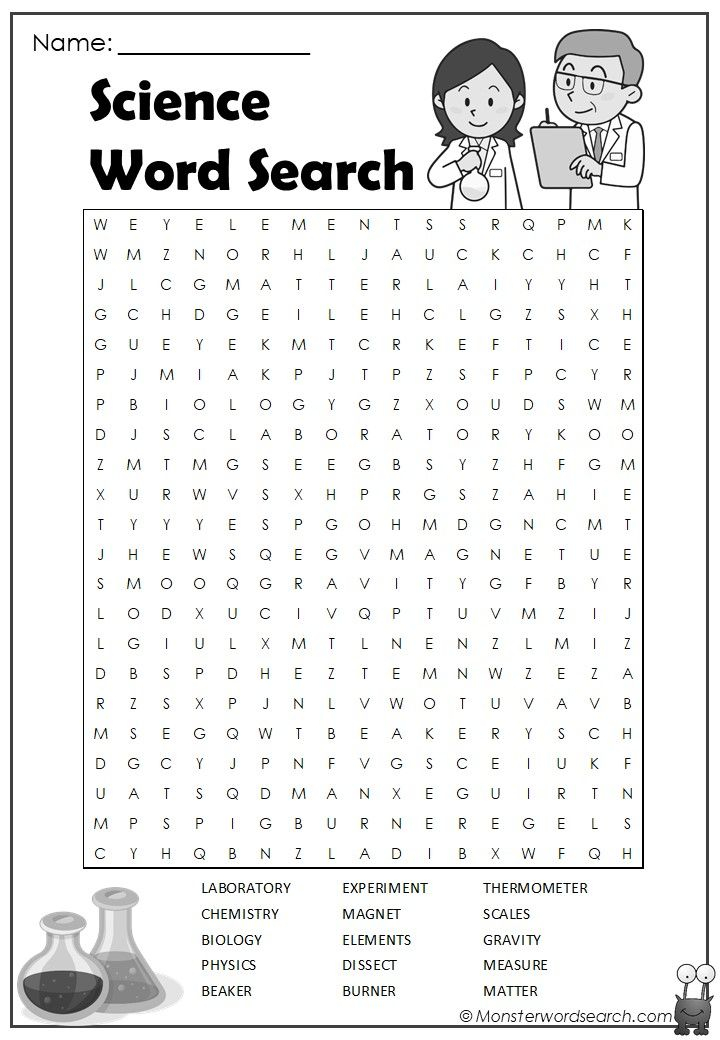 Science Word Search Science Words Science Word Search 