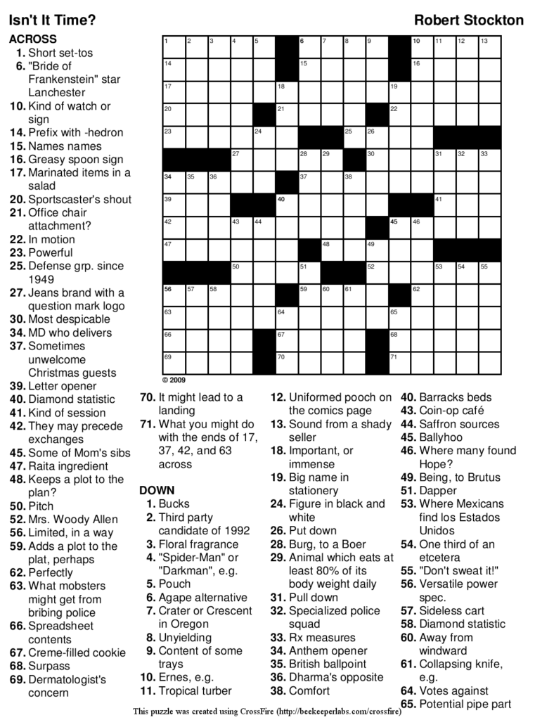 September 2010 Matt Gaffney S Weekly Crossword Contest