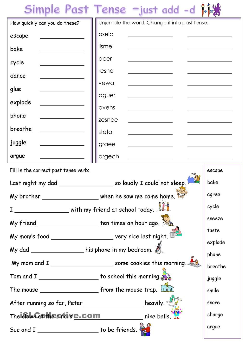 Simple Past Tense Add D Simple Past Tense Past Tense