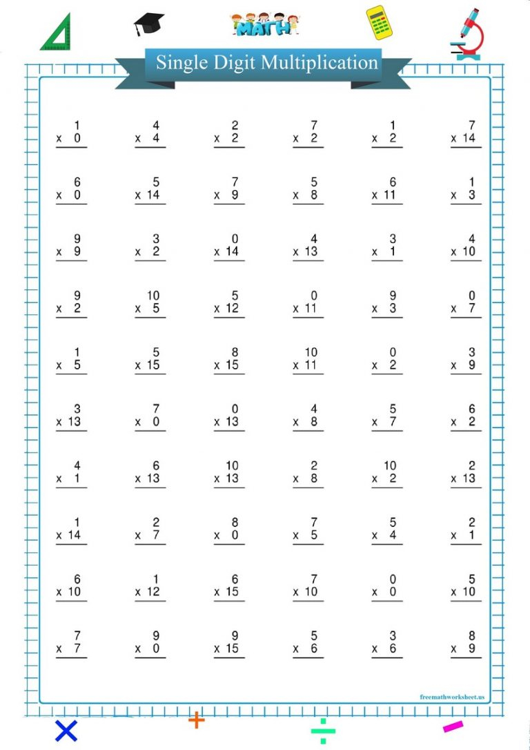 Single Digit Multiplication Worksheet Printables Free
