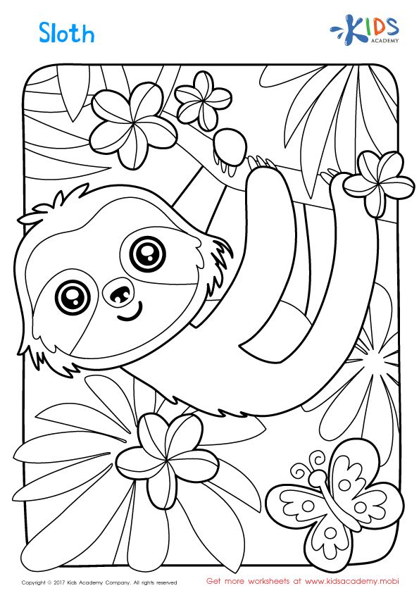 Sloth Coloring Page Coloring Pages For Boys Printable 