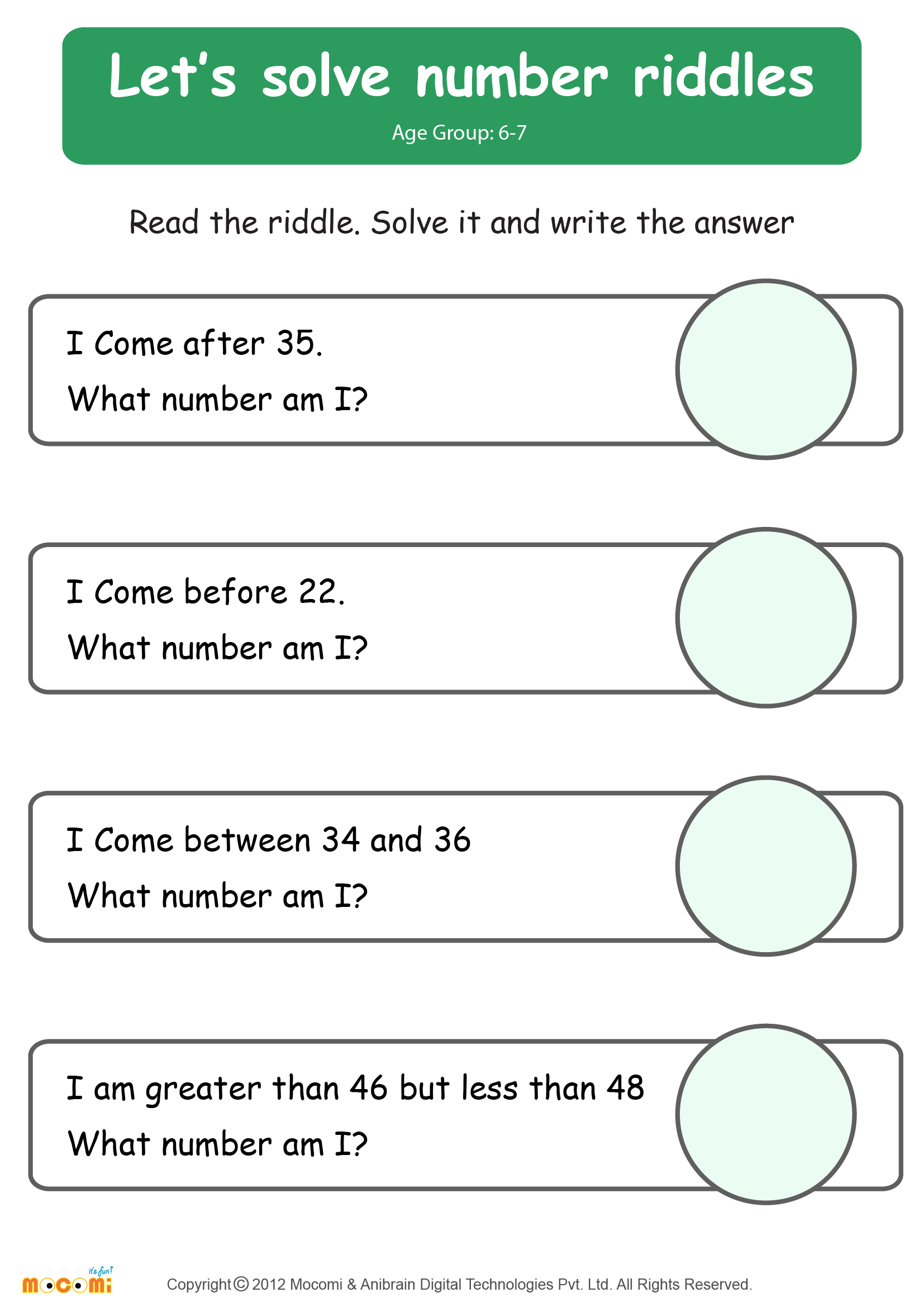 Solve Riddle Worksheet 02 Math For Kids Mocomi